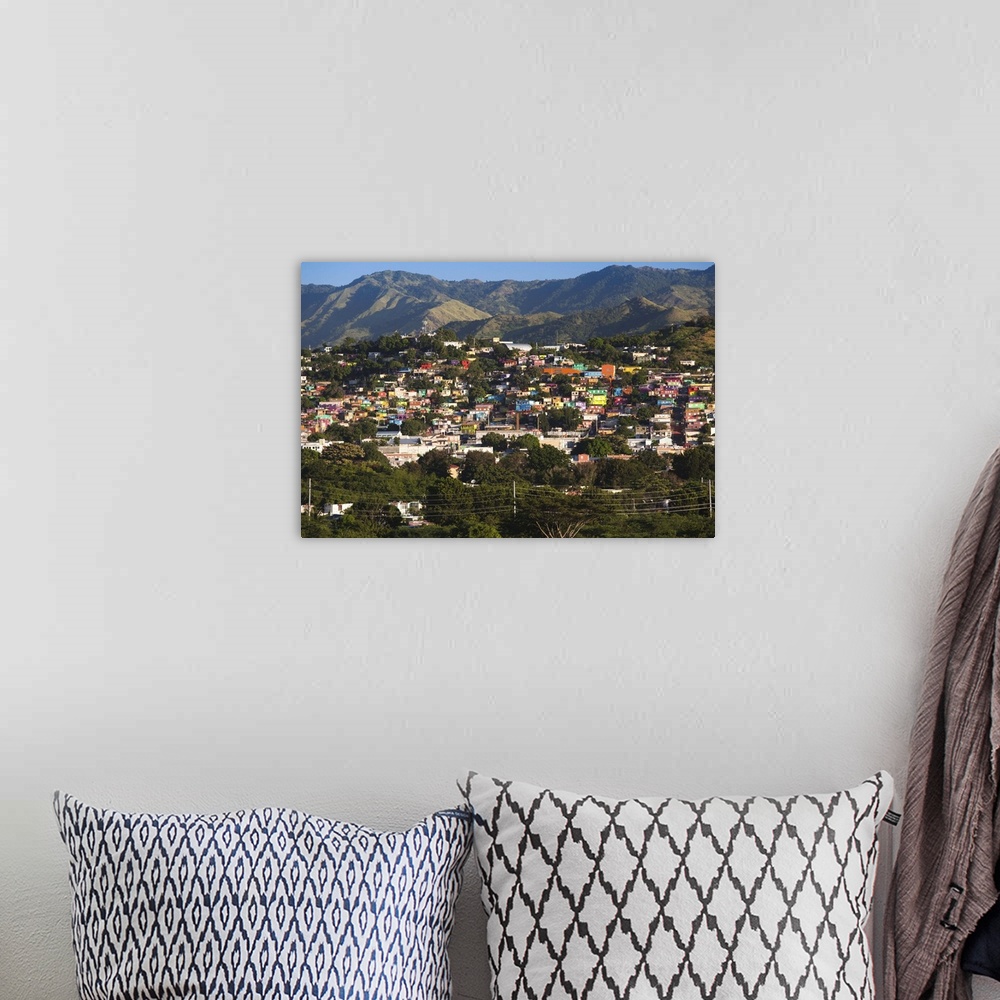 A bohemian room featuring Puerto Rico, South Coast, Yauco, elevated town view