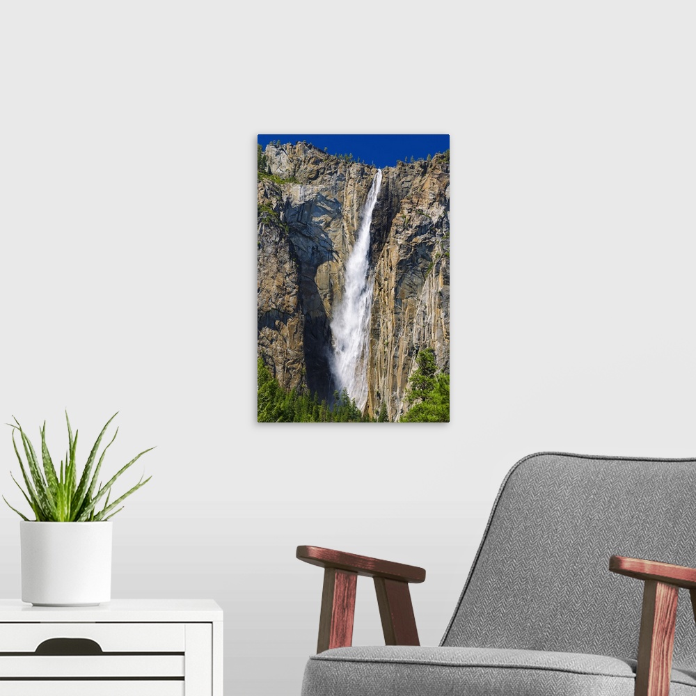 A modern room featuring Ribbon Falls, Yosemite National Park, California