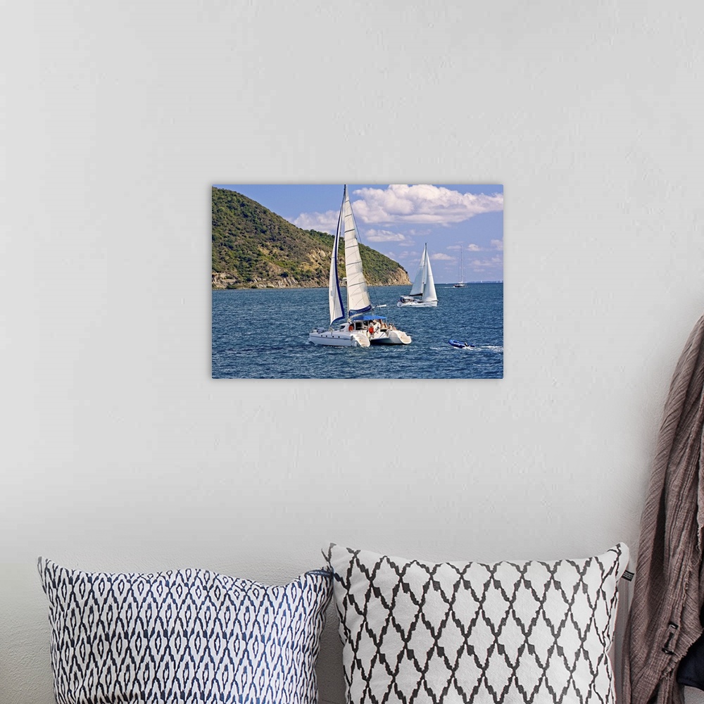 A bohemian room featuring AS scenic of Sail boats in Road Harbour, Road Town Tortola U. S. Virgin Islands