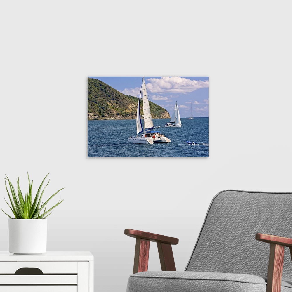 A modern room featuring AS scenic of Sail boats in Road Harbour, Road Town Tortola U. S. Virgin Islands