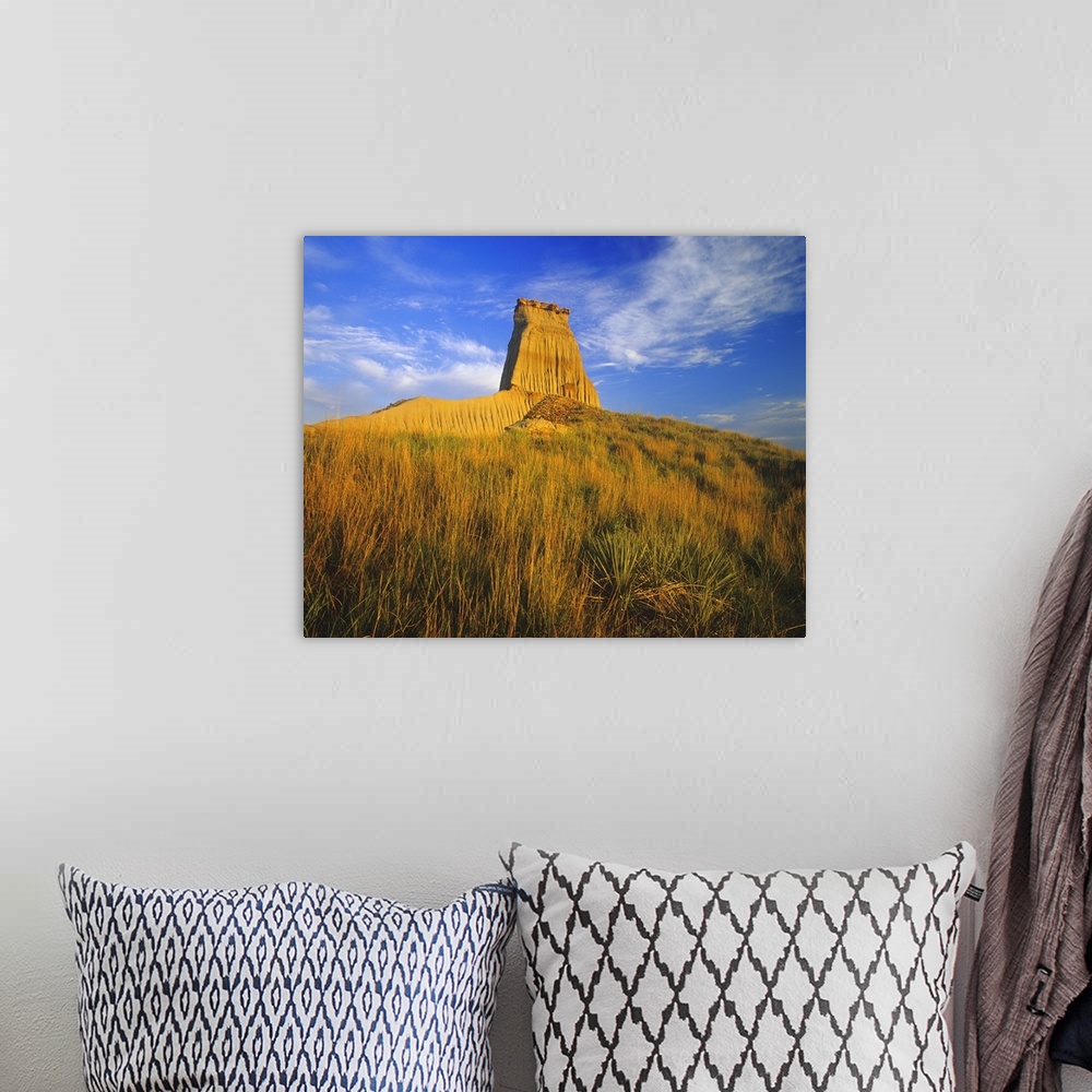 A bohemian room featuring Sandstone monument in the badlands of the Little Missouri National Grasslands, North Dakota, USA