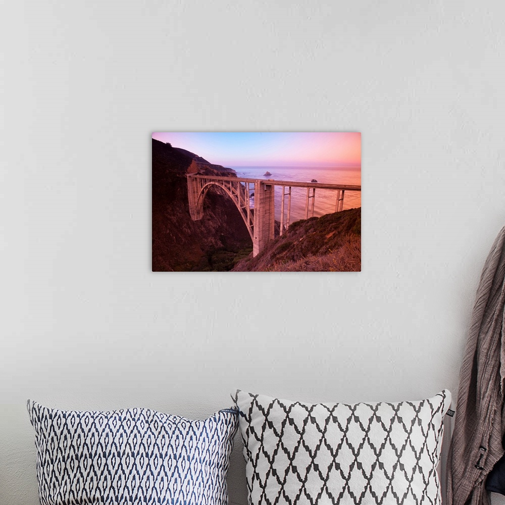 A bohemian room featuring Scenic Bixby Bridge south of Carmel Highlands, Central California Coast, USA