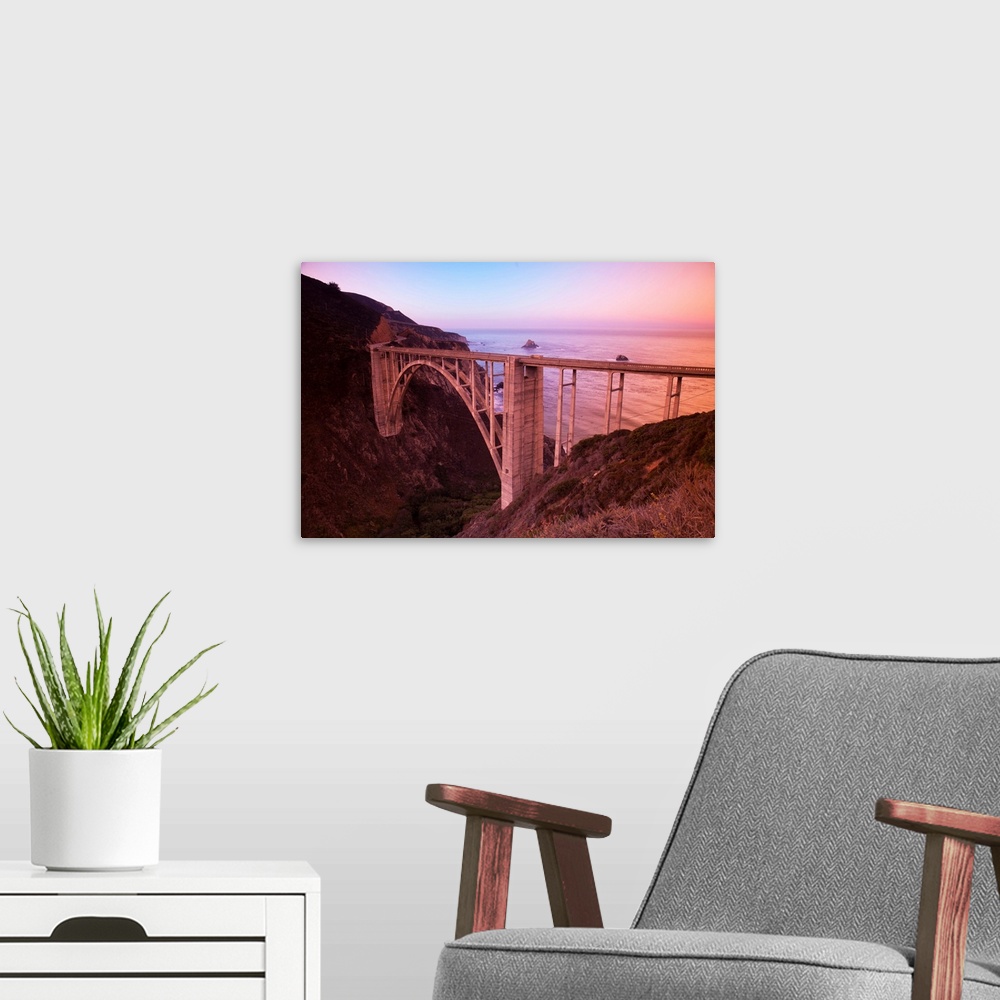 A modern room featuring Scenic Bixby Bridge south of Carmel Highlands, Central California Coast, USA