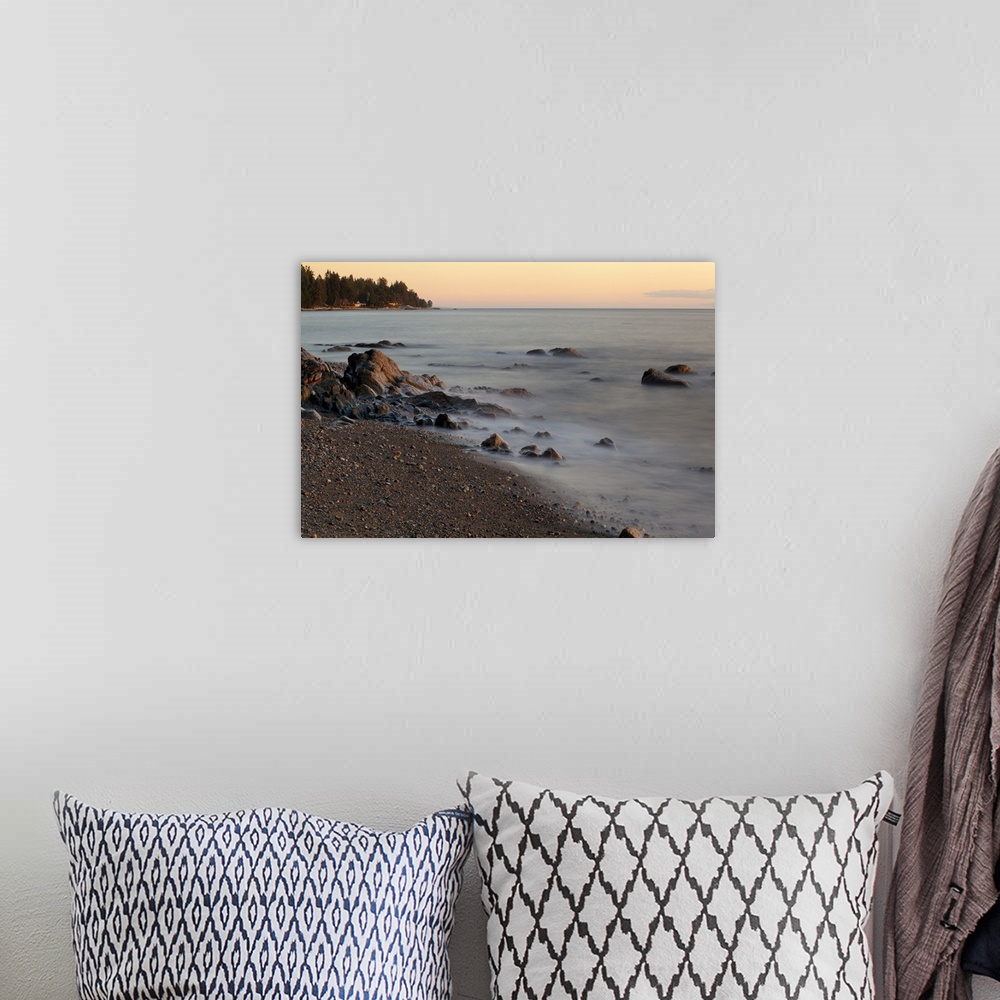 A bohemian room featuring Seascape with long exposure at Browning Beach, Sechelt, British Columbia, Canada