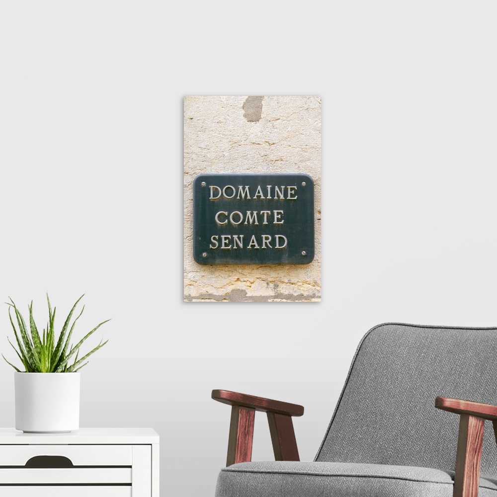 A modern room featuring Sign at Domaine Comte Senard in Aloxe-Corton, Bourgogne