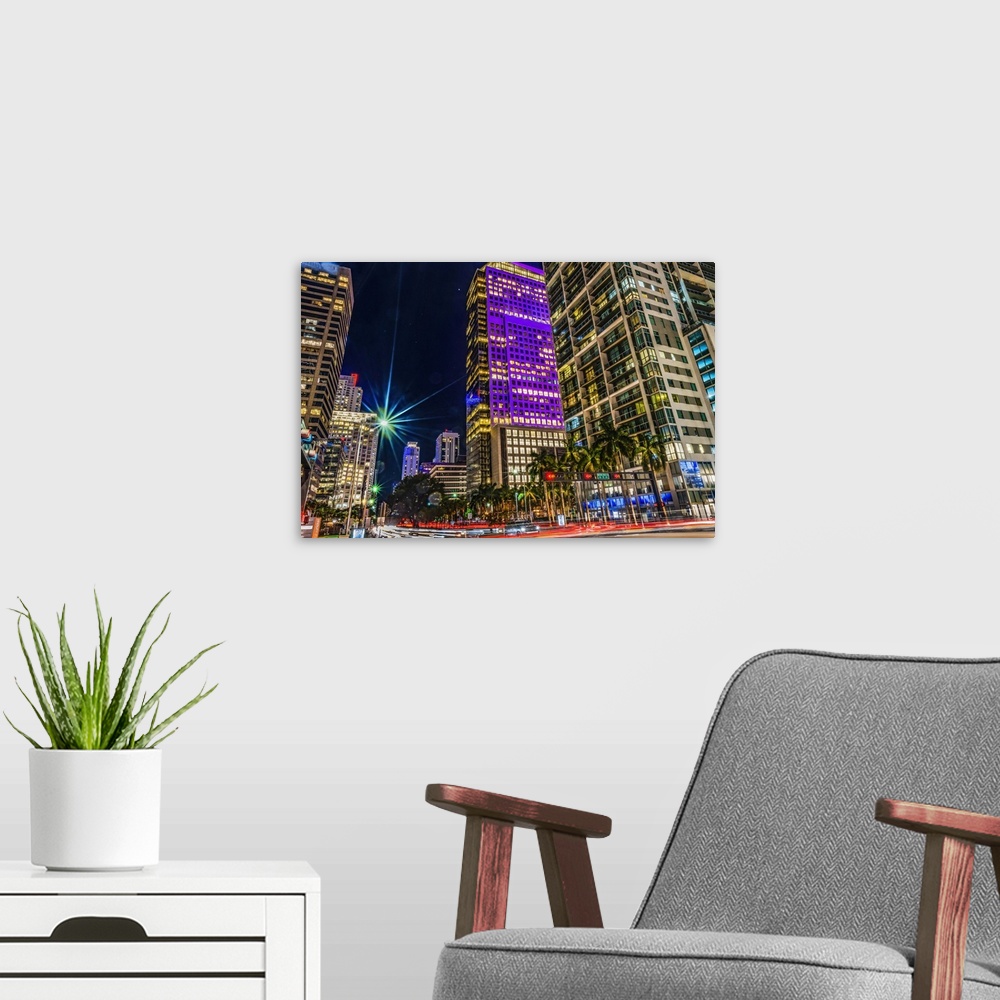 A modern room featuring Skyscrapers downtown, Miami, Florida.
