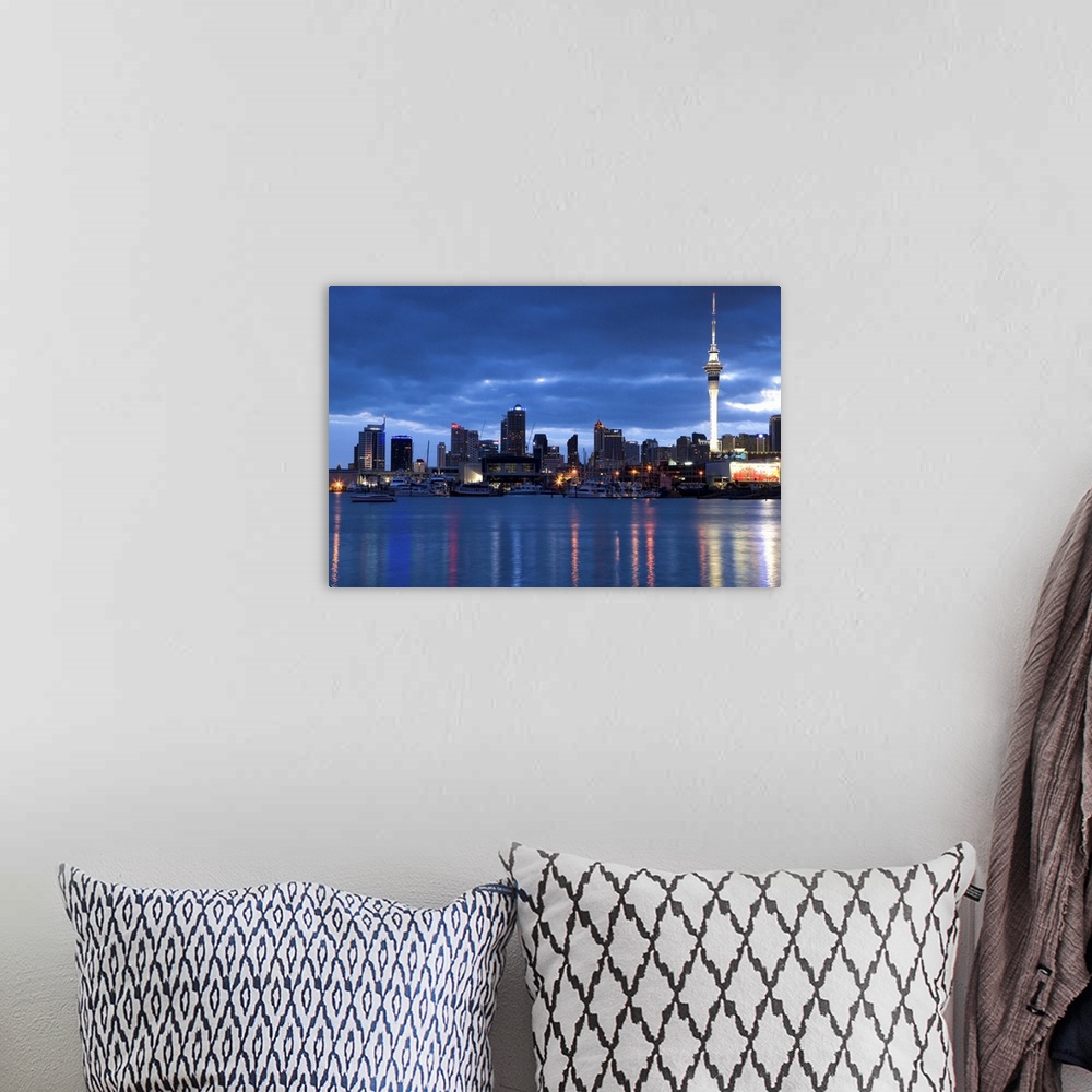 A bohemian room featuring Skytower and Auckland CBD at Dawn, St Marys Bay, Auckland, North Island, New Zealand