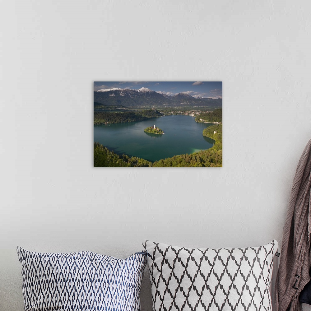 A bohemian room featuring SLOVENIA-GORENJSKA-Bled:.Lake Bled View from Mala Osojnica hill