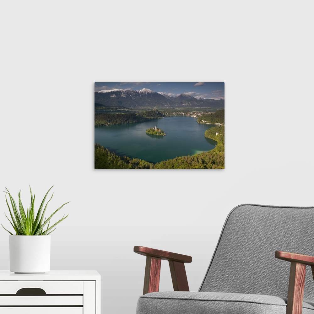 A modern room featuring SLOVENIA-GORENJSKA-Bled:.Lake Bled View from Mala Osojnica hill