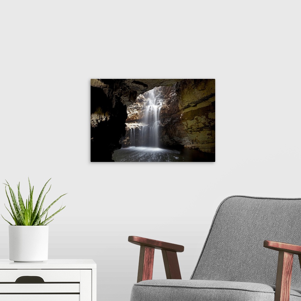A modern room featuring Smoo Cave, Durness, Sutherland, Highlands, Scotland, United Kingdom