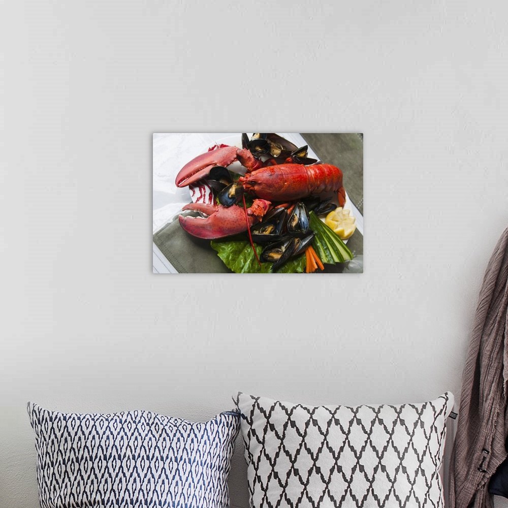 A bohemian room featuring Souris, Prince Edward Island. Fresh lobster at the FIddlin Lobster restaurant.