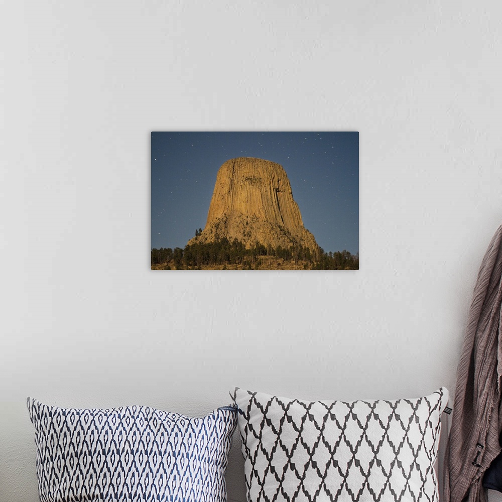 A bohemian room featuring Devils Tower National Monument, Wyoming. South Side of Devils Tower Photographed by Moonlight.