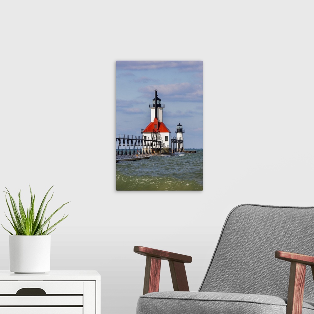 A modern room featuring St, Joseph North Pier Lighthouses, St, Joseph, Michigan, USA