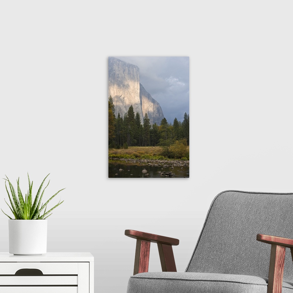 A modern room featuring Storm Clouds surround El Capitan, Yosemite National Park, California.