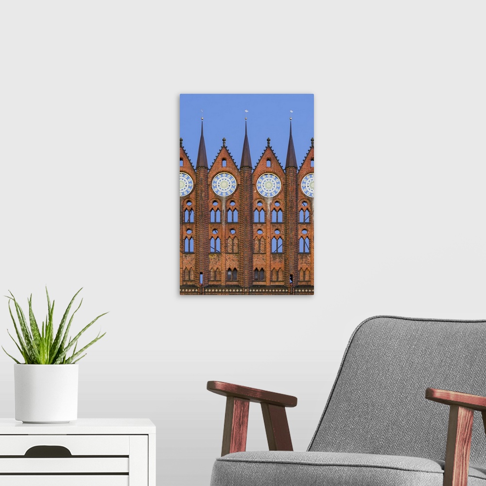 A modern room featuring The Alte Markt (old market) with the iconic town hall. The Hanseatic City Stralsund. The old town...