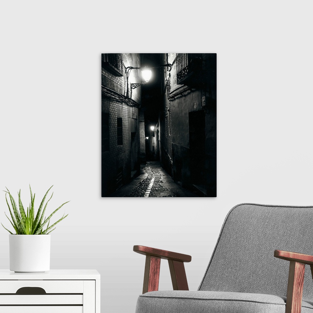 A modern room featuring Street at night, Alcano, Toledo...SPAIN..A Pronin/Ancient Art