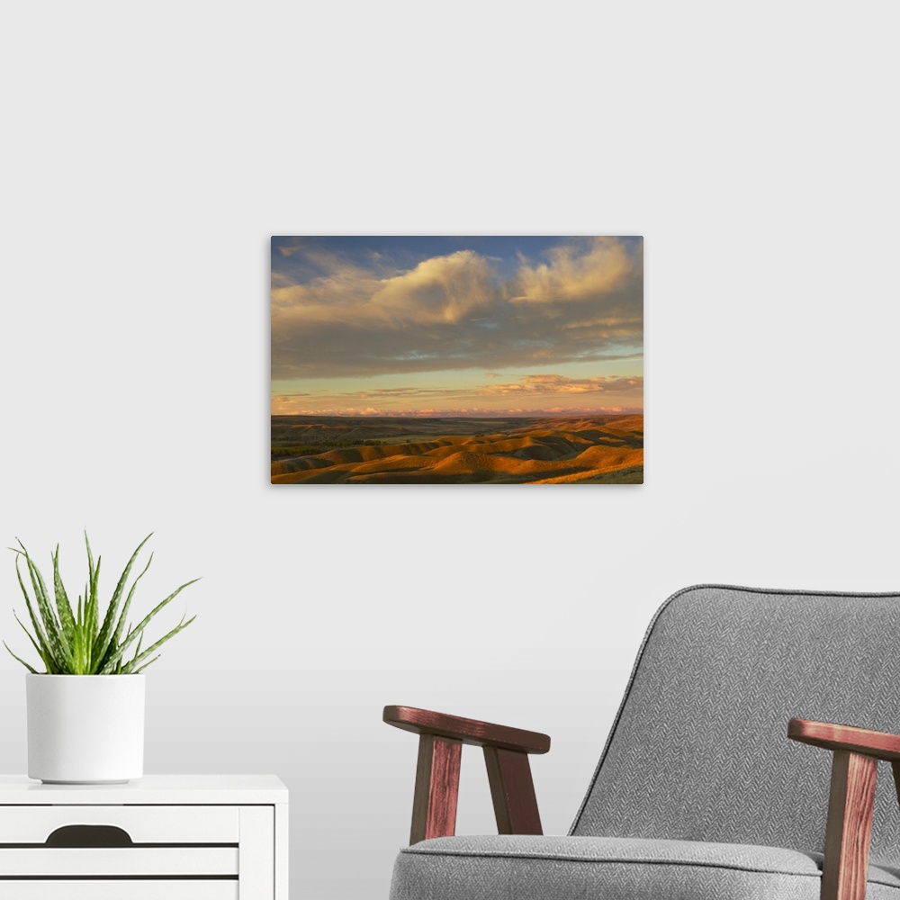 A modern room featuring Sunrise clouds over Marias River State Park near Etheridge, Montana, USA