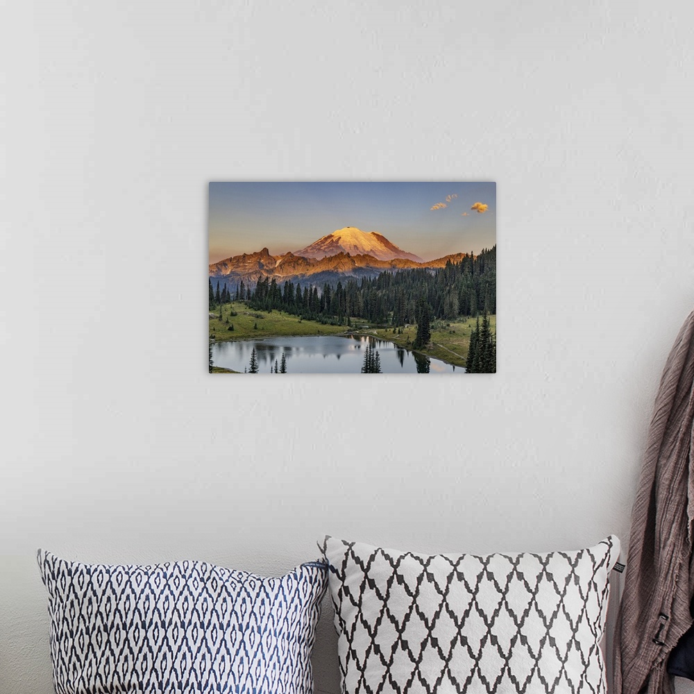 A bohemian room featuring Sunrise over Tipsoo Lake in Mount Rainier National Park, Washington State, USA.