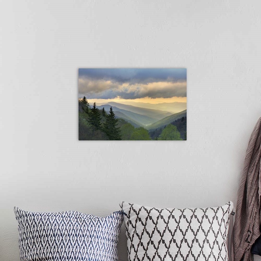 A bohemian room featuring Sunrise view of Oconaluftee Valley, Great Smoky Mountains National Park, North Carolina