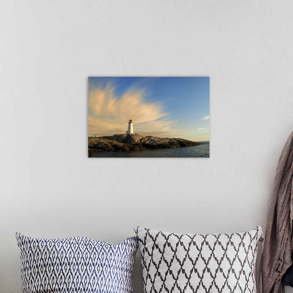 A bohemian room featuring Sunset at Peggy's Point Lighthouse, Peggy's Cove, Nova Scotia, Canada