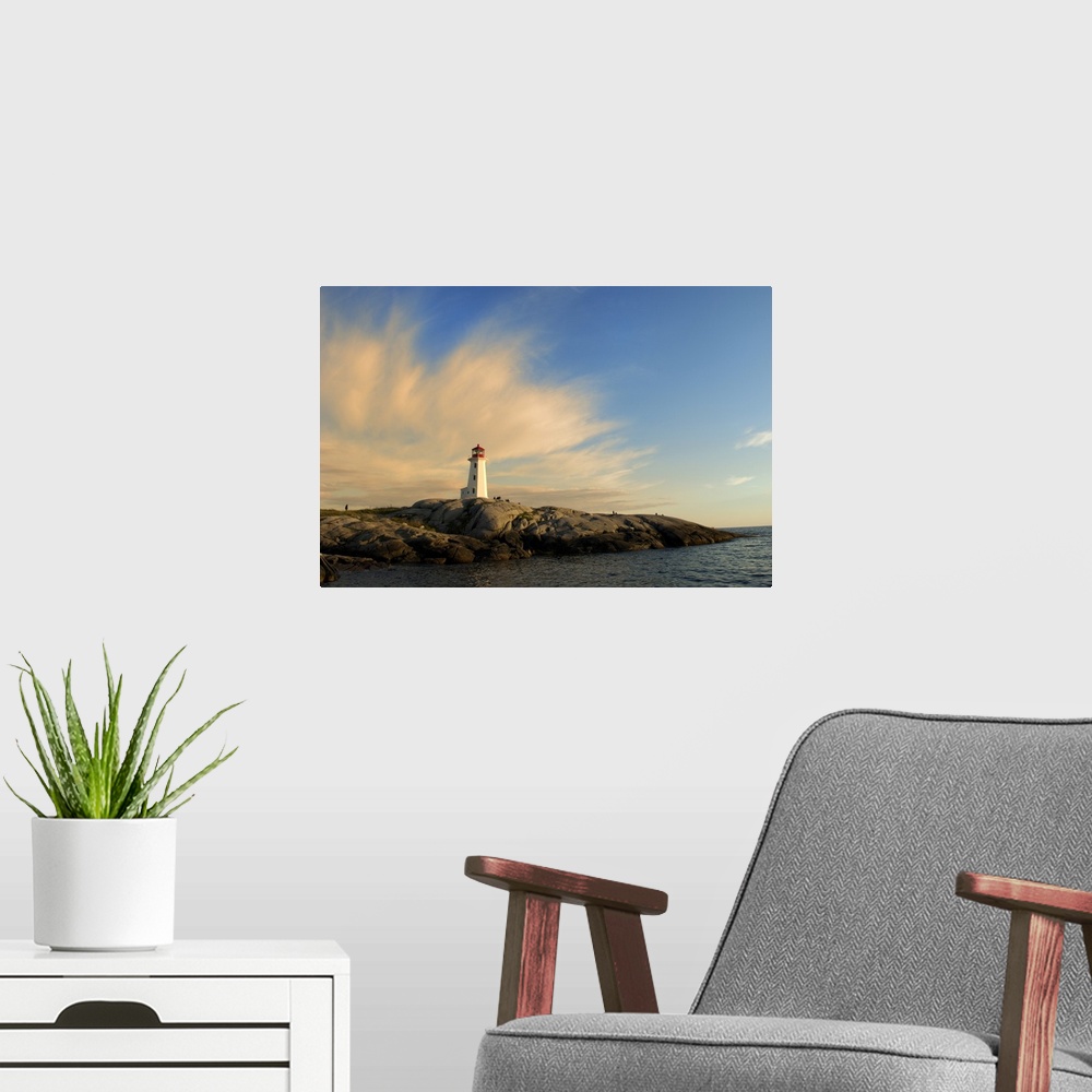 A modern room featuring Sunset at Peggy's Point Lighthouse, Peggy's Cove, Nova Scotia, Canada