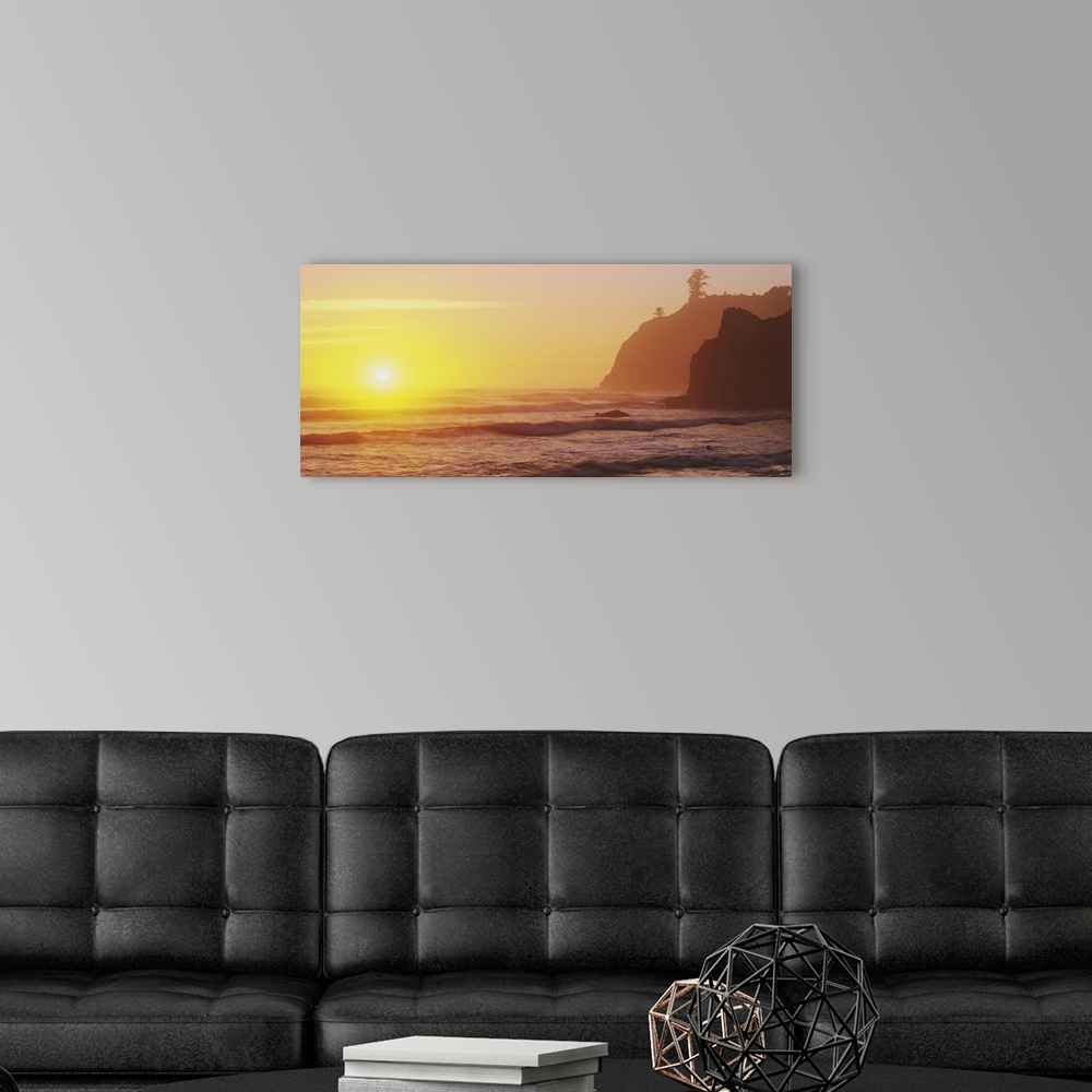 A modern room featuring Sunset at Ruby Beach, Olympic National Park, Washington State. Credit: Dennis Flaherty