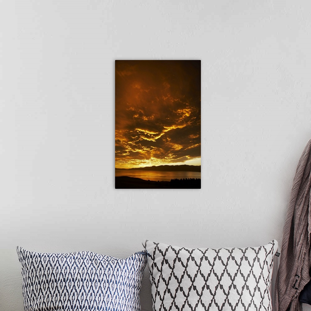 A bohemian room featuring Sunset over South Bay, Kaikoura, Marlborough, South Island, New Zealand