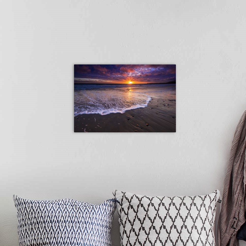 A bohemian room featuring Sunset over the Channel Islands from Ventura State Beach, Ventura, California