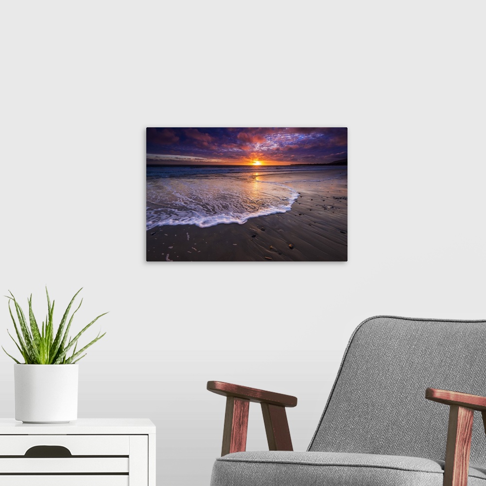A modern room featuring Sunset over the Channel Islands from Ventura State Beach, Ventura, California