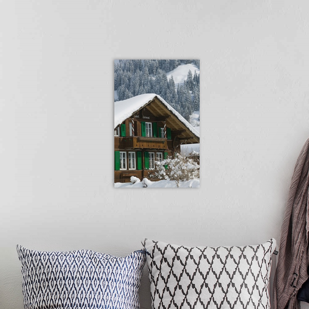 A bohemian room featuring SWITZERLAND-Bern-KANDERSTEG:Kandertal Valley- Ski Chalet / Winter