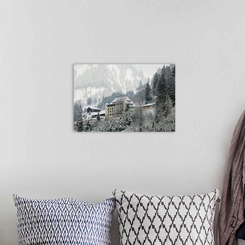 A bohemian room featuring SWITZERLAND-Bern-SAANEN (Area around Gstaad):.Mountain Lodge / Winter... Walter Bibikow 2005