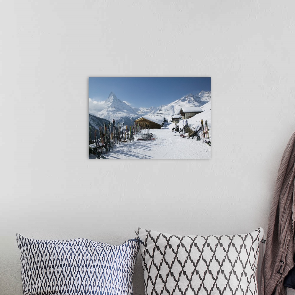 A bohemian room featuring SWITZERLAND-Wallis/Valais-ZERMATT:.Findeln / Winter.Mountain Ski Village