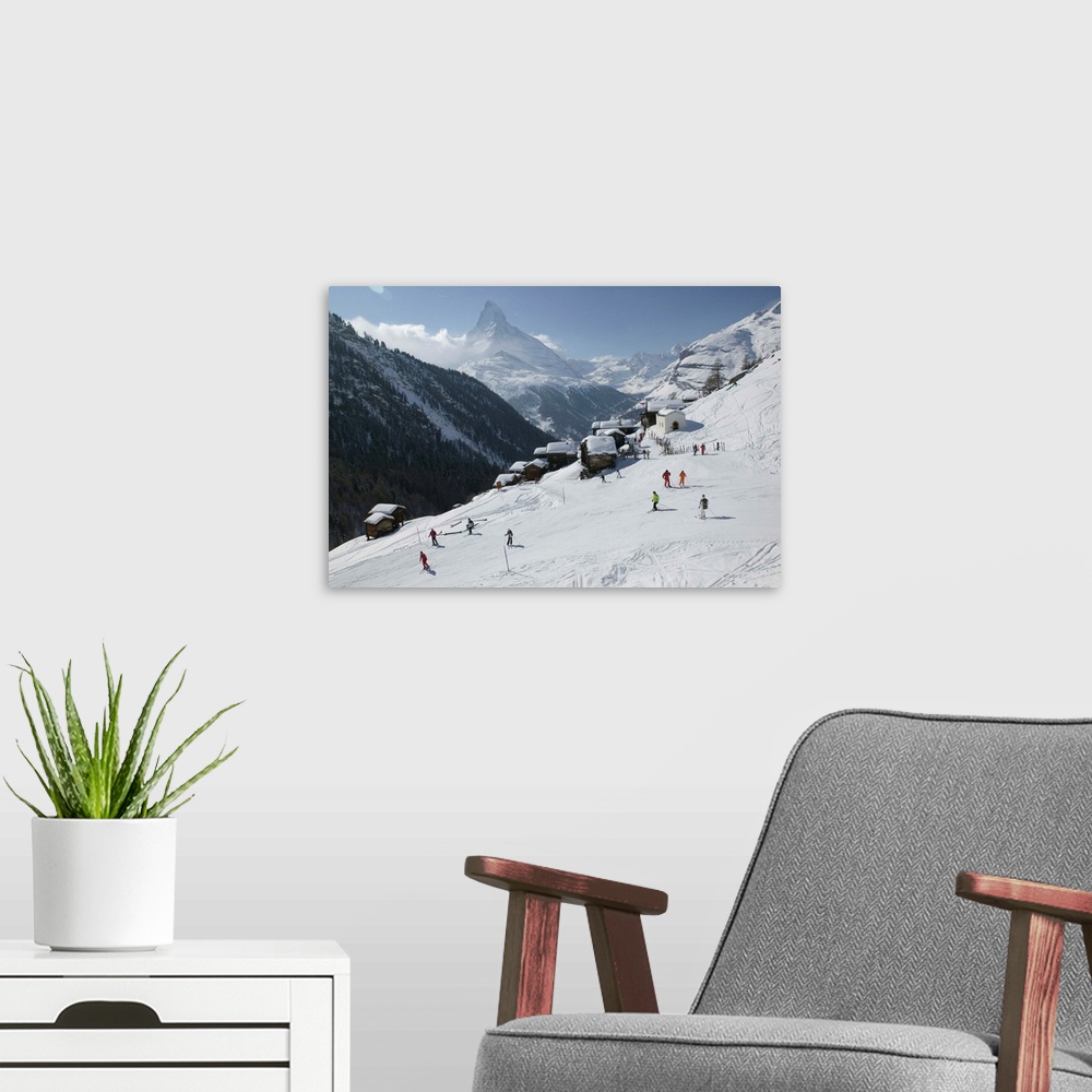 A modern room featuring SWITZERLAND-Wallis/Valais-ZERMATT:.Findeln / Winter.Mountain Ski Village