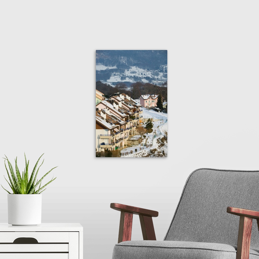 A modern room featuring SWITZERLAND-(Vaud)-Swiss Riviera-JONGNY:.Hill Town above VEVEY / Winter.Shore of Lake Geneva... W...