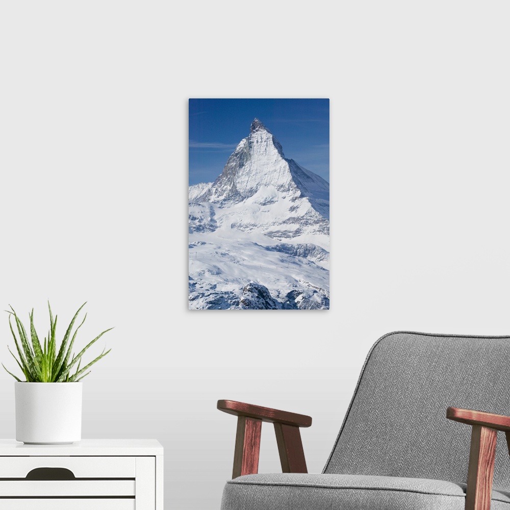 A modern room featuring SWITZERLAND-Wallis/Valais-ZERMATT:.Gornergrat Mountain (el.3089 meters)-.View of the Matterhorn /...