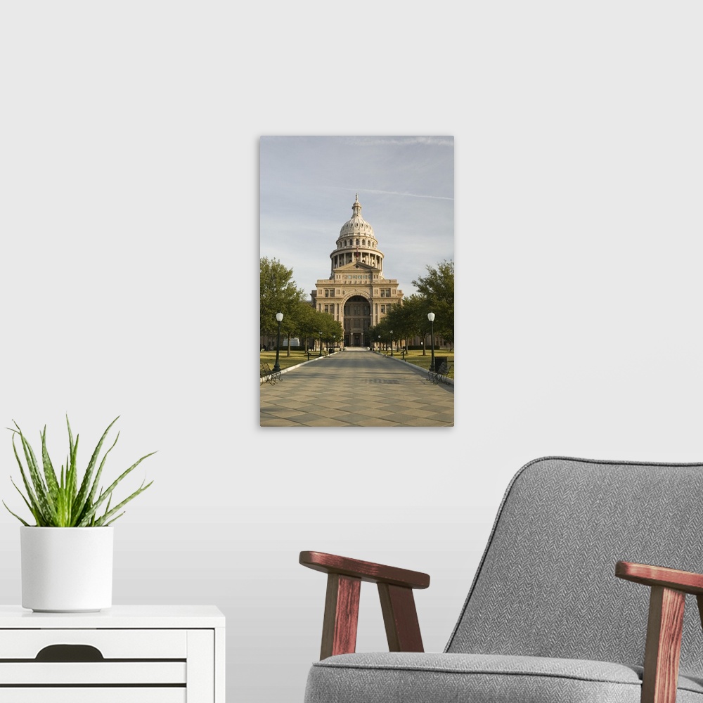 A modern room featuring Texas State Capitol, Morning, Austin, Texas.