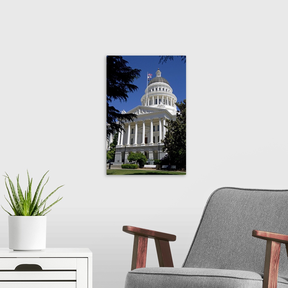 A modern room featuring The California State Capitol building in Sacramento, California, USA.