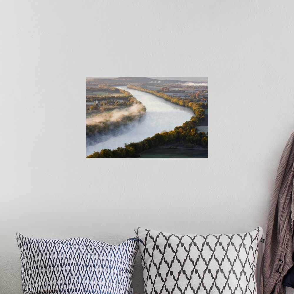 A bohemian room featuring The Connecticut River at dawn as seen from South Sugarloaf Mountain in the Sugarloaf Mountain Sta...