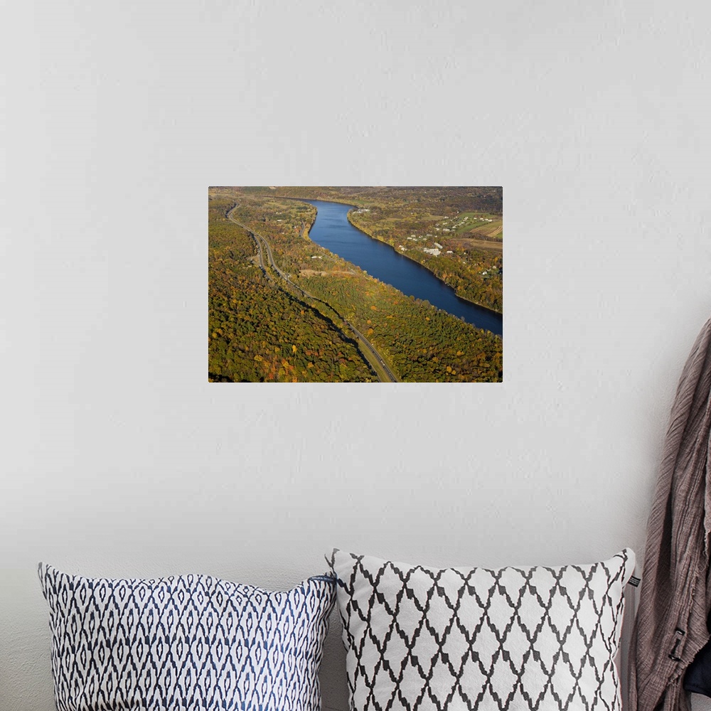 A bohemian room featuring The Connecticut River in Holyoke and South Hadley, Massachusetts.  Interstate 91 parallels the ri...