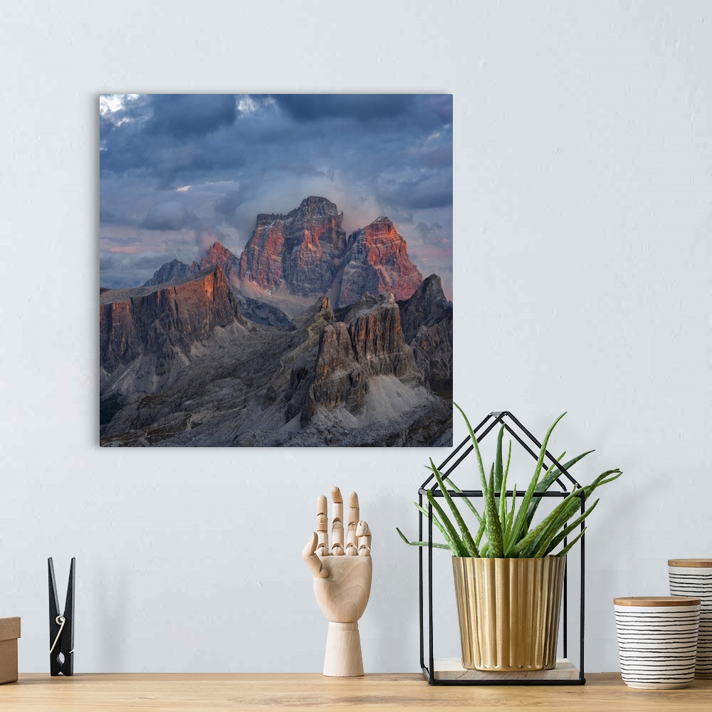 A bohemian room featuring The dolomites in the Veneto. Monte Pelmo, Averau, Nuvolau and Ra Gusela in the background. The Do...