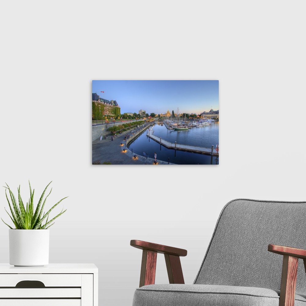 A modern room featuring The inner harbour at Victoria British Columbia