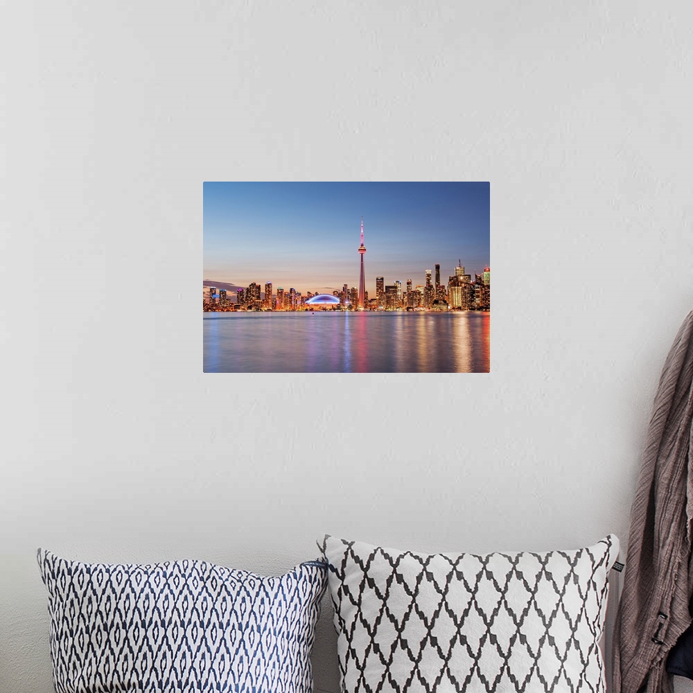 A bohemian room featuring Toronto Skyline at Sunset from Toronto Islands.
