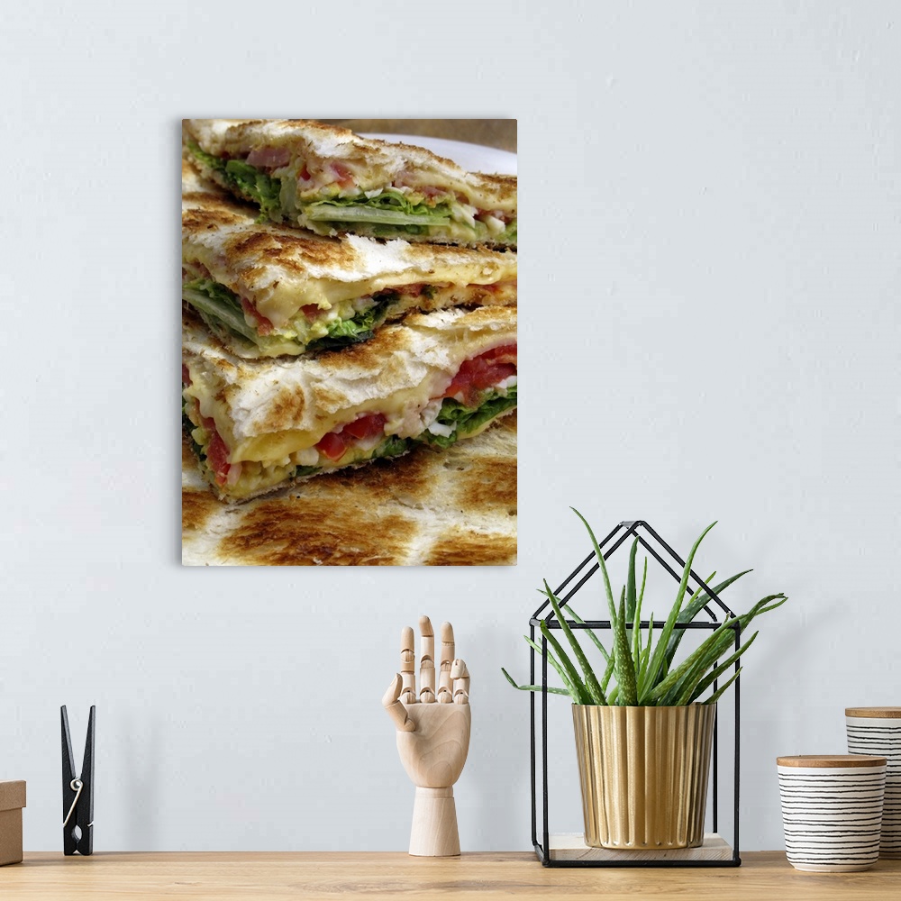A bohemian room featuring Tostado is a tipical Argentine snack. Toasted bread stuffed with cheese, ham, tomatos, lettuce, b...