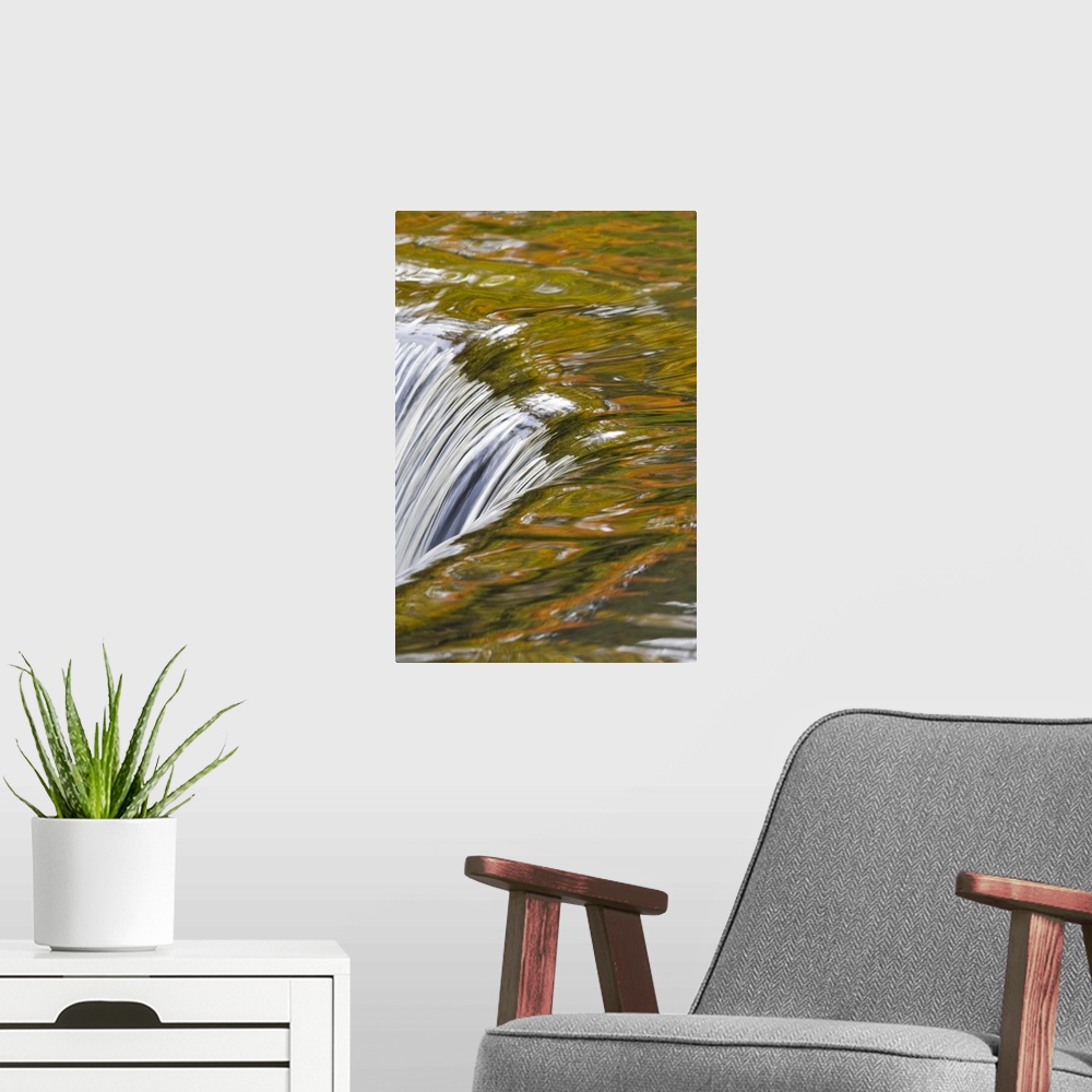 A modern room featuring Trees reflect in cascade above Bond Falls on the Middle Fork of the Ontonagon river near Paulding...