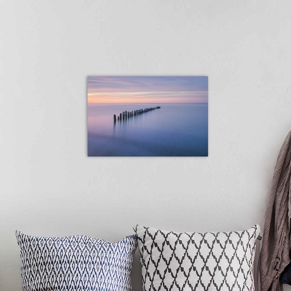 A bohemian room featuring USA, North America, Michigan. Twilight Over Lake Superior Seen From Beach At Whitefish Point, Upp...