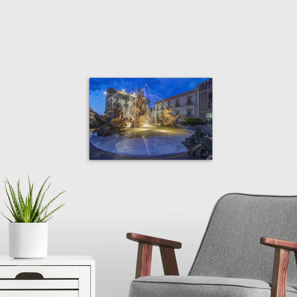 A modern room featuring Europe, Italy, Sicily, Syracuse, Twilight Piazza Archimede.