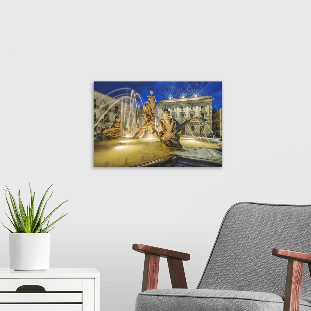 A modern room featuring Europe, Italy, Sicily, Syracuse, Twilight Piazza Archimede.