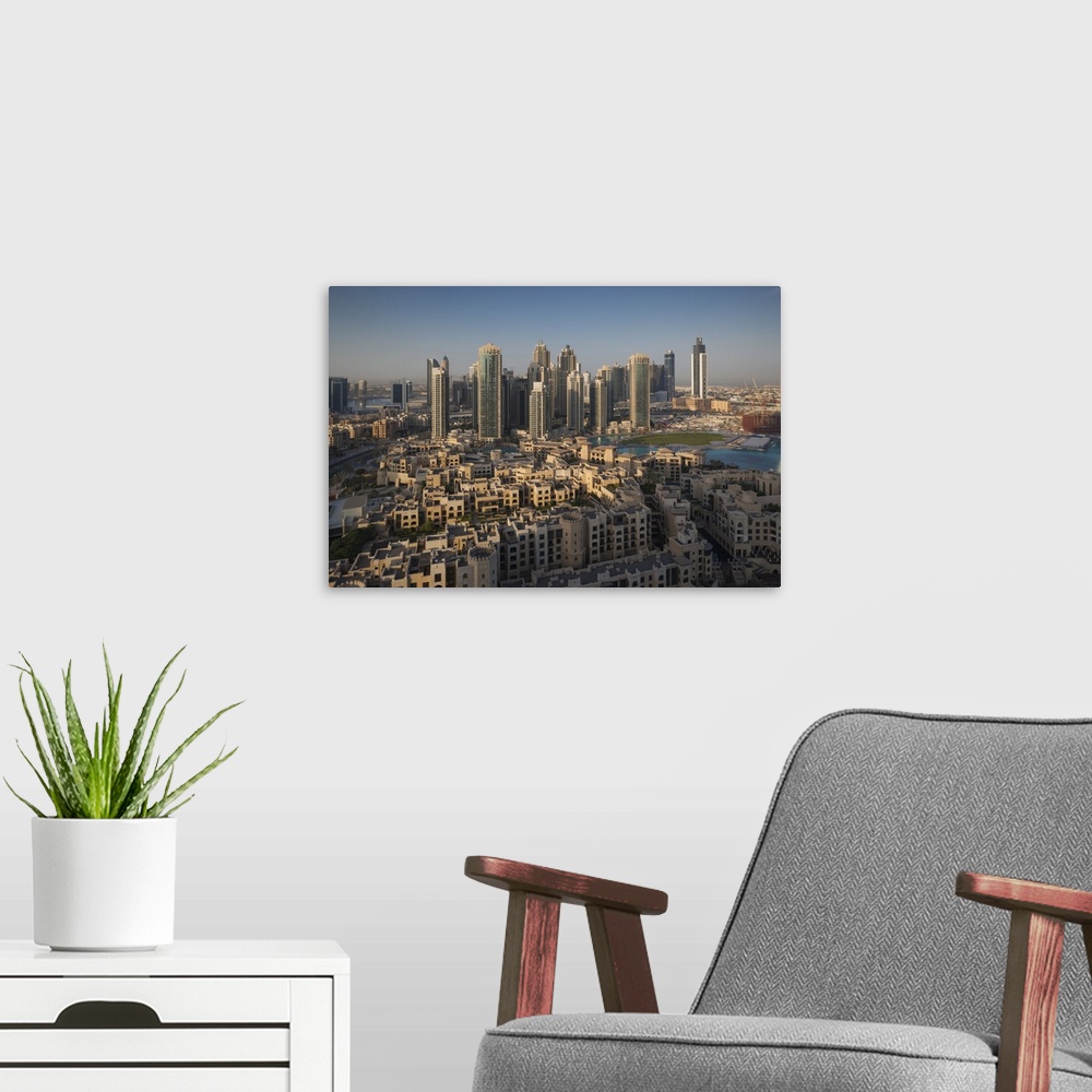 A modern room featuring UAE, Dubai, Downtown Dubai, elevated view of Downtown area