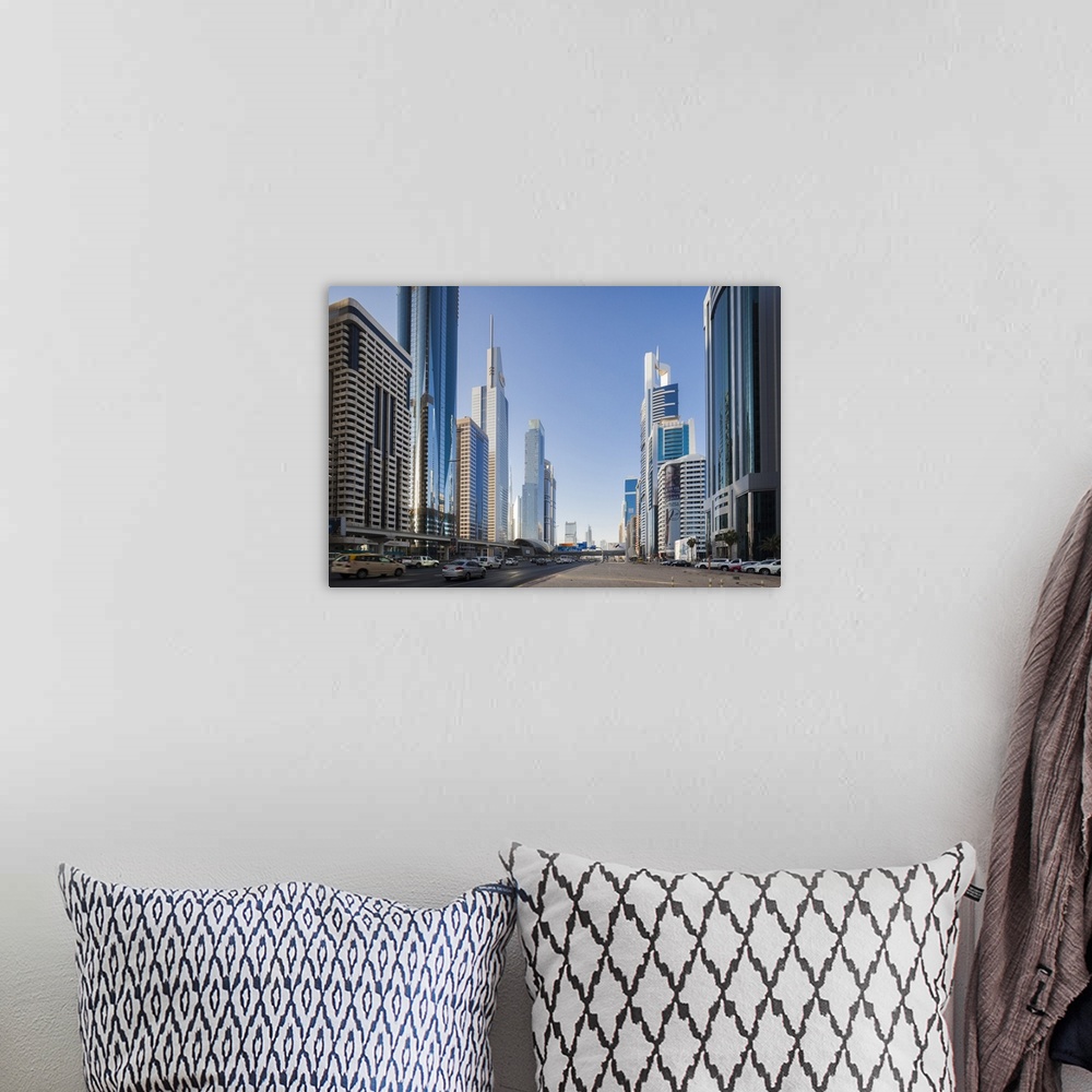 A bohemian room featuring UAE, Dubai, Downtown Dubai, high rise buildings along Sheikh Zayed Road
