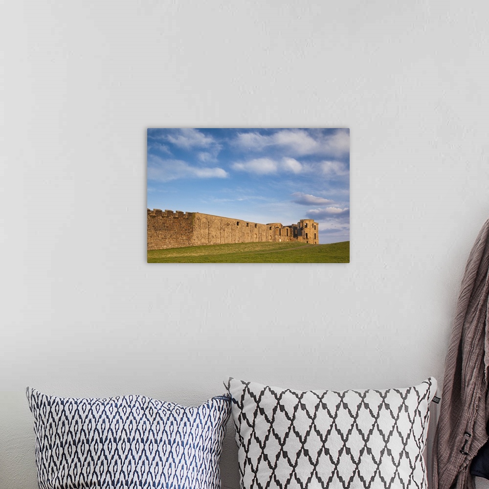 A bohemian room featuring UK, Northern Ireland, County Londonderry, Downhill Demesne, grand house ruins at dusk.